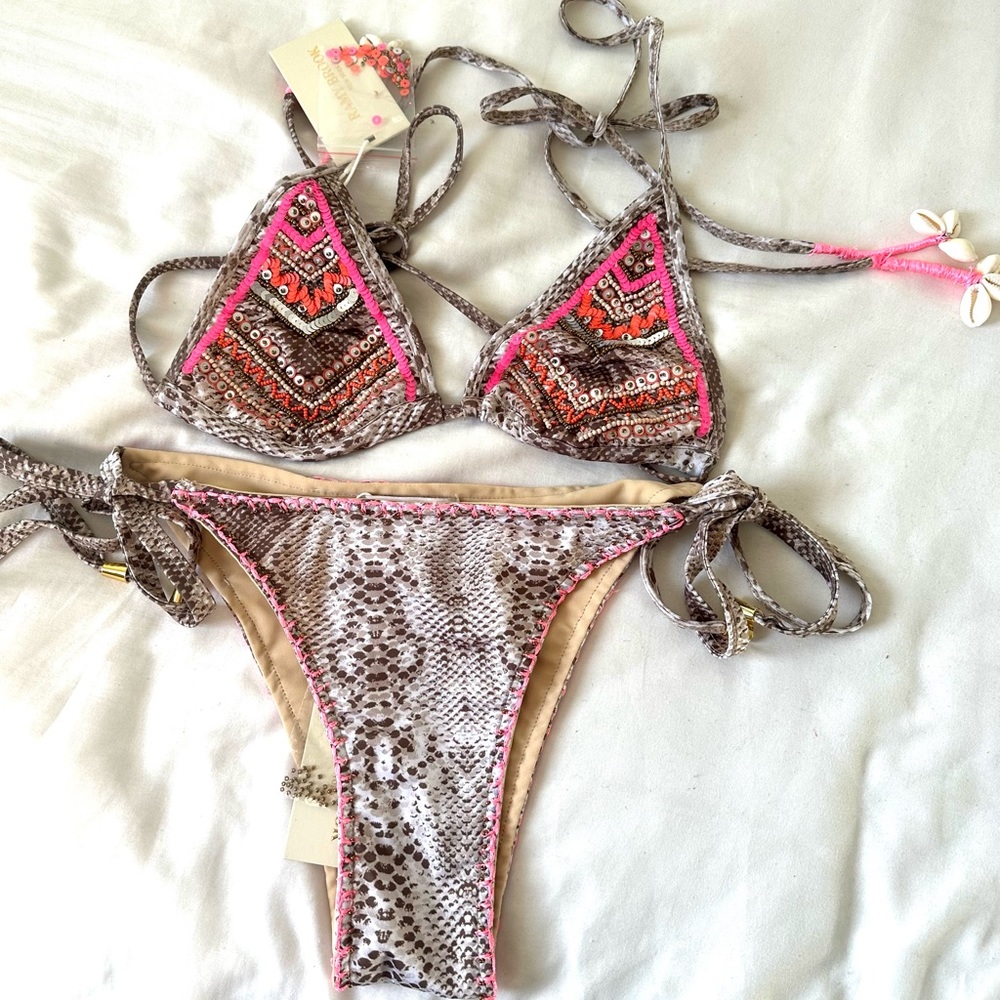 Ramy brook Lilo python snake print embroider embellished bikini SET FINAL PRICE - Picture 7 of 15